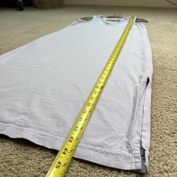 PACT Purple Maxi Dress S 100% Organic Cotton Sleeveless V Neck Minimalist Slit - Picture 3 of 9